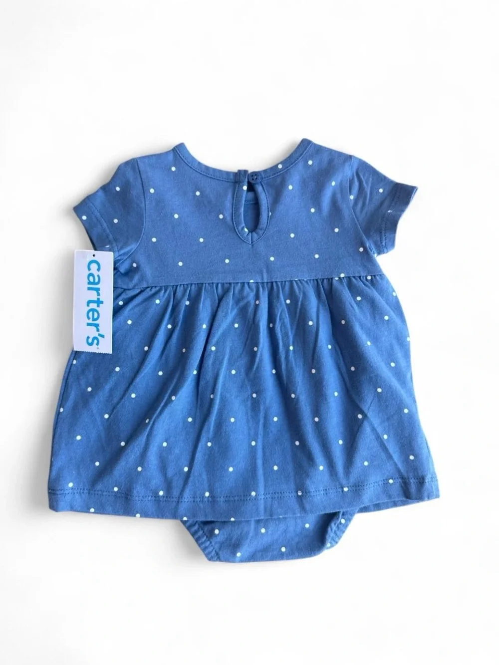 Carter's Blue Polka Dot Dress Bodysuit with Cherry Baby 3M NEW